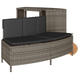 Hottub-ombouw poly rattan massief acaciahout grijs 5
