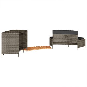Hottub-ombouw poly rattan massief acaciahout grijs 6