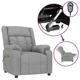Massagestoel elektrisch stof lichtgrijs 2