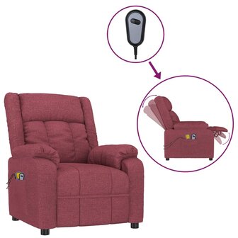 Massagestoel elektrisch stof wijnrood 2