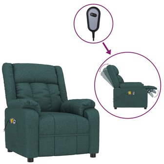 Massagestoel elektrisch verstelbaar stof donkergroen 2