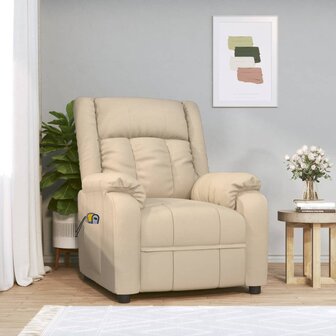 Massagestoel elektrisch stof cr&egrave;mekleurig 1