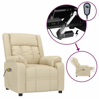 Massagestoel elektrisch stof cr&egrave;mekleurig 2