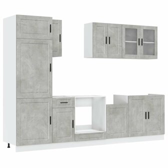 8-delige Keukenkastenset Kalmar bewerkt hout betongrijs 2