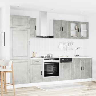 8-delige Keukenkastenset Kalmar bewerkt hout betongrijs 3