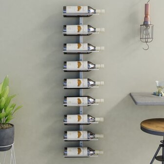 Wijnrek voor 9 flessen wandmontage ijzer wit 1