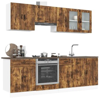 8-delige Keukenkastenset Porto bewerkt hout gerookt eiken 1