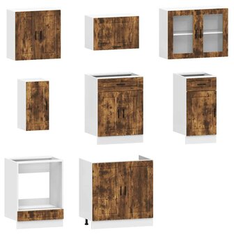8-delige Keukenkastenset Porto bewerkt hout gerookt eiken 4