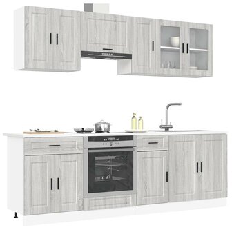 8-delige Keukenkastenset Kalmar bewerkt hout grijs sonoma eiken 1