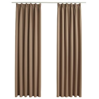 Gordijnen verduisterend met haken 2 st 140x225 cm taupe 2