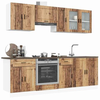 8-delige Keukenkastenset Kalmar bewerkt hout oud houtkleurig 1