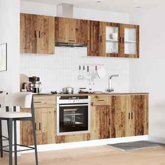 8-delige Keukenkastenset Kalmar bewerkt hout oud houtkleurig 3