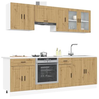 8-delige Keukenkastenset Kalmar bewerkt hout artisanaal eiken 1