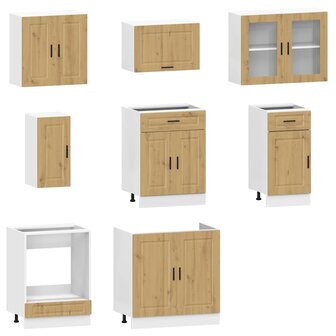 8-delige Keukenkastenset Kalmar bewerkt hout artisanaal eiken 4