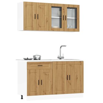 4-delige Keukenkastenset Kalmar bewerkt hout artisanaal eiken 1