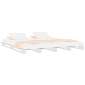 Palletbed massief grenenhout wit 135x190 cm 3