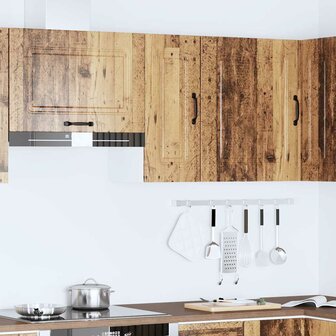 Keukenwandkast Kalmar bewerkt hout oud houtkleurig 3