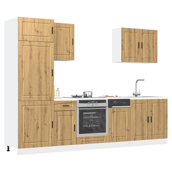 7-delige Keukenkastenset Kalmar bewerkt hout artisanaal eiken 1