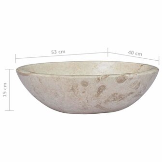 Gootsteen 53x40x15 cm marmer cr&egrave;mekleurig 8