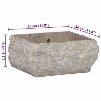 Gootsteen 30x30x13 cm marmer grijs 9