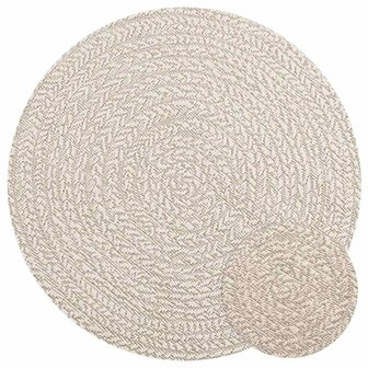 Vloerkleed ZIZUR cr&egrave;me binnen en buiten &Oslash; 90 cm jute look 1