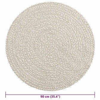 Vloerkleed ZIZUR cr&egrave;me binnen en buiten &Oslash; 90 cm jute look 9