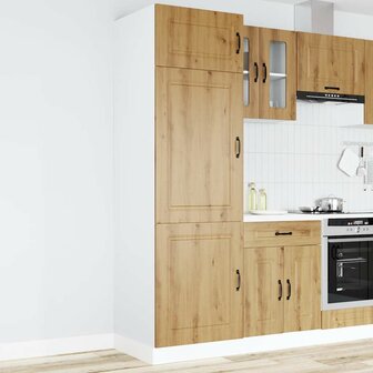 Keukenkast Kalmar bewerkt hout artisanaal eikenkleur 1