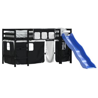 Kinderhoogslaper met gordijnen 80x200 cm massief grenenhout 3