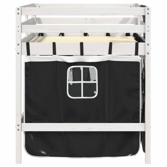 Kinderhoogslaper met gordijnen 90x190 cm grenenhout wit zwart 5