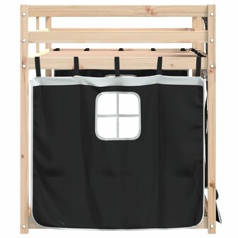 Stapelbed met gordijnen 90x190 cm grenenhout wit en zwart 6