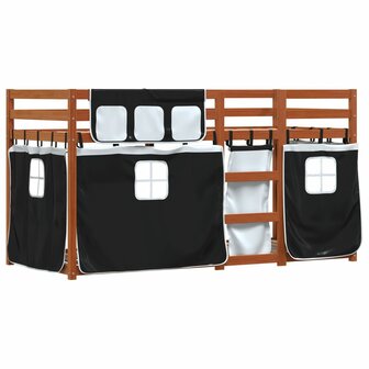 Stapelbed met gordijnen 80x200 cm grenenhout wit en zwart 3