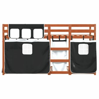 Stapelbed met gordijnen 80x200 cm grenenhout wit en zwart 5