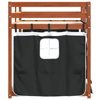 Stapelbed met gordijnen 80x200 cm grenenhout wit en zwart 6