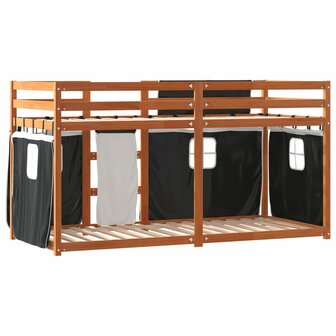 Stapelbed met gordijnen 80x200 cm grenenhout wit en zwart 7