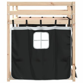 Stapelbed met gordijnen 90x200 cm grenenhout wit en zwart 6