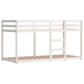 Stapelbed met gordijnen 90x200 cm grenenhout wit en zwart 8