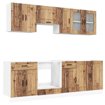 8-delige Keukenkastenset Kalmar bewerkt hout oud houtkleurig 2