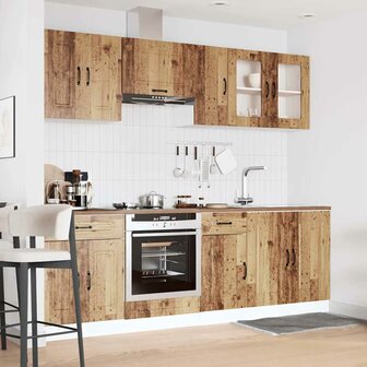 8-delige Keukenkastenset Kalmar bewerkt hout oud houtkleurig 3