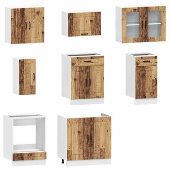 8-delige Keukenkastenset Kalmar bewerkt hout oud houtkleurig 4
