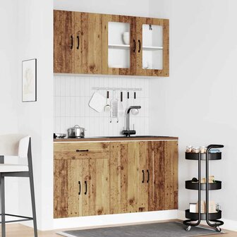 4-delige Keukenkastenset Kalmar bewerkt hout oud houtkleurig 6