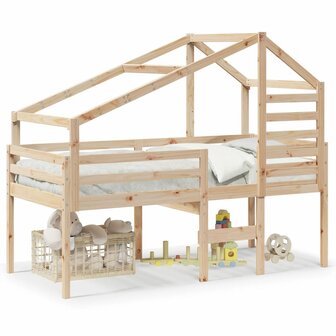 Hoogslaper met bedhuis massief grenenhout 80x200 cm 2