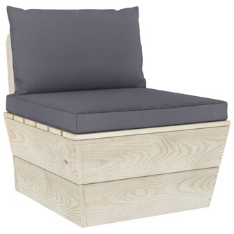 Tuinmiddenbank met kussens pallet ge&iuml;mpregneerd vurenhout 2