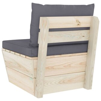 Tuinmiddenbank met kussens pallet ge&iuml;mpregneerd vurenhout 5