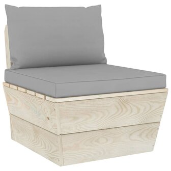 Tuinmiddenbank met kussens pallet ge&iuml;mpregneerd vurenhout 2