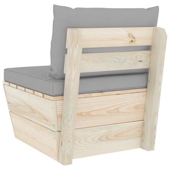 Tuinmiddenbank met kussens pallet ge&iuml;mpregneerd vurenhout 5