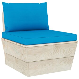 Tuinmiddenbank met kussens pallet ge&iuml;mpregneerd vurenhout 2