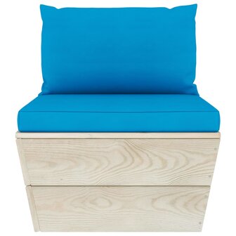 Tuinmiddenbank met kussens pallet ge&iuml;mpregneerd vurenhout 3