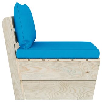 Tuinmiddenbank met kussens pallet ge&iuml;mpregneerd vurenhout 4