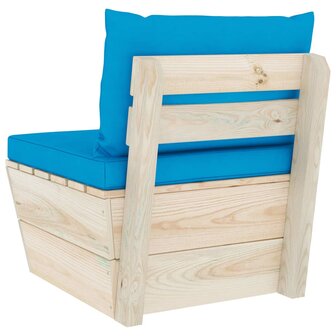 Tuinmiddenbank met kussens pallet ge&iuml;mpregneerd vurenhout 5