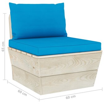 Tuinmiddenbank met kussens pallet ge&iuml;mpregneerd vurenhout 7